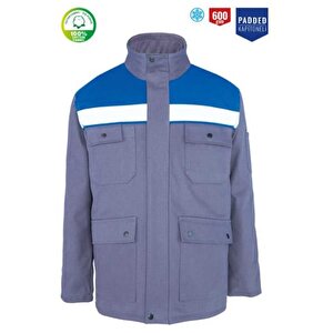 Kışlık İş Takımı Çok Cepli Reflektörlü Mont 4111 Ve 7/7 İş Pantolonu 2958 Gri Renk Yüzde Yüz Pamuk