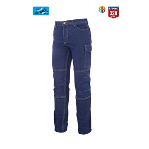 Kot İş Takımı Likralı Kot Pantolon Ve Reflektörlü İş Yeleği Myform Marka 9128-2150