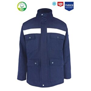 Kışlık İş Takımı Çok Cepli Reflektörlü Mont 4111 Ve 7/7 İş Pantolonu 2958 Lacivert Renk Yüzde Yüz Pamuk