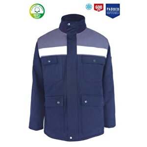 Kışlık İş Takımı Çok Cepli Reflektörlü Mont 4111 Ve 7/7 İş Pantolonu 2958 Lacivert Renk Yüzde Yüz Pamuk