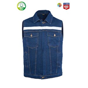 Kot İş Takımı Reflektörlü Kot Pantolon Ve Reflektörlü İş Yeleği Myform Marka 9128-2136 S