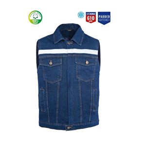 Kot İş Takımı Likralı Kot Pantolon Ve Reflektörlü Kapitoneli  İş Yeleği Kışlık Myform Marka 9129-2150 M