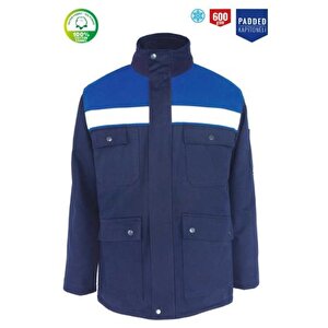 Kışlık İş Takımı Çok Cepli Reflektörlü Mont 4111 Ve 7/7 İş Pantolonu 2958 Lacivert Renk Yüzde Yüz Pamuk