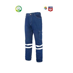 Kot İş Takımı Reflektörlü Kot Pantolon Ve Reflektörlü Kapitoneli  İş Yeleği Kışlık Myform Marka 9129-2136