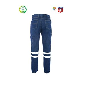Kot İş Takımı Reflektörlü Kot Pantolon Ve Reflektörlü Kapitoneli  İş Yeleği Kışlık Myform Marka 9129-2136
