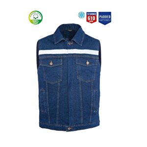 Kot İş Takımı Reflektörlü Kot Pantolon Ve Reflektörlü Kapitoneli  İş Yeleği Kışlık Myform Marka 9129-2136