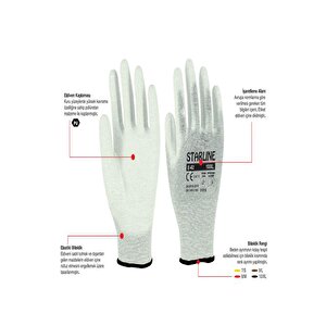 Starline E-42 Antistatik Pu Eldiven Beden 10 Numara X 10 Adet