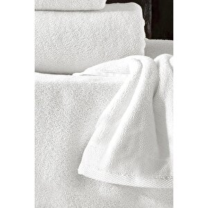 %100 Pamuk 2'li Banyo Havlu Seti 70x140cm + 50x90cm Otel Havlusu Beyaz Beyaz