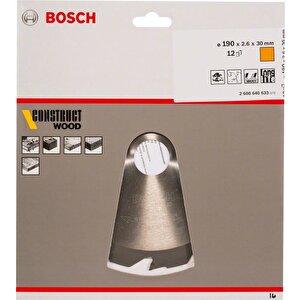 190x30 Mm 12 Diş İnşaat Ahşabı İçin Daire Testere Bıçağı 2608640633