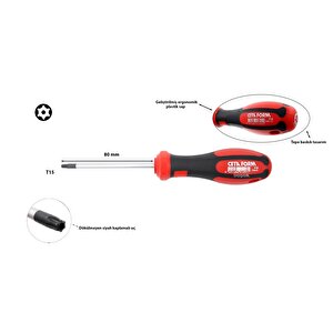 T15 X 80 Mm Delikli Torx Tornavida F19-015-080