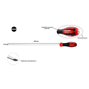 Ceta Form 4 X 300 Mm Uzun Düz Tornavida F10-040-300