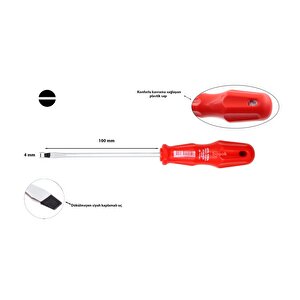 4 X 100 Mm Düz Tornavida 4100/42m
