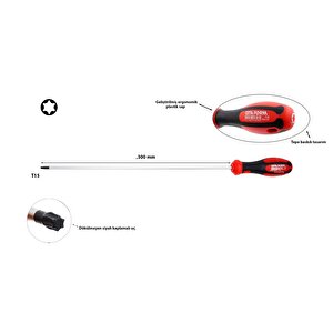 T15 X 300mm Torx Uçlu Uzun Tornavida F18-015-300