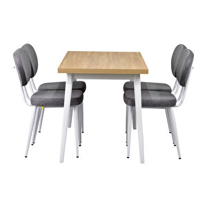 Vilinze Deniz Metal Sandalye Avanos Ahşap Mdf Mutfak Masası Takımı - 70x120 Cm