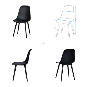 Tilia Siyah Plastik Bahçe Balkon Bistro Seti Katlanır masa 60*60 Cm