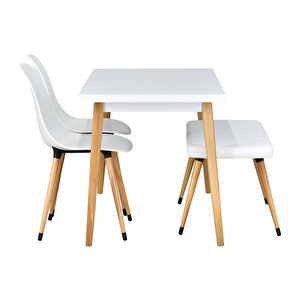 Vilinze Eames Sandalye-bank Avanos Ahşap Mutfak Masası Takımı - 70x120 Cm