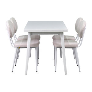 Vilinze Deniz Metal Sandalye Avanos Ahşap Mdf Mutfak Masası Takımı - 70x120 Cm