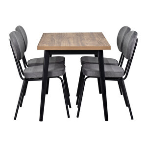 Vilinze Deniz Metal Sandalye Avanos Ahşap Mdf Mutfak Masası Takımı - 70x120 Cm