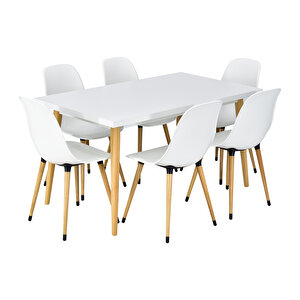 Vilinze Eames Sandalye Avanos Ahşap Mdf Mutfak Masası Takımı - 80x140 Cm