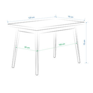 Vilinze Avanos Sabit Mdf Beyaz Mutfak Masası - 70x120 Cm