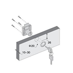 Çekmece Kapak Kilidi Kare 22mm