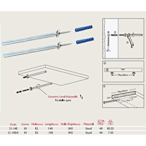 Gizli Raf Bağlantı Çubuğu 8*100mm (2 Adet)