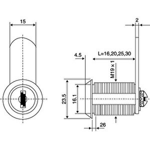 Mandallı Çekmece Kapak Kilidi 20mm