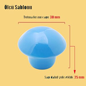 Mantar Düğme Kulp Çekmece Bebek Çocuk Genç Odası Dolap Kapak Kulpu Kulbu Mavi Metal Kulp