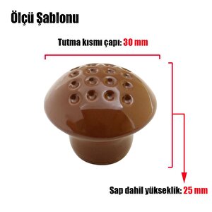 Noktalı Mantar Düğme Kulp Çekmece Bebek Çocuk Genç Odası Dolap Kapak Kulpu Kulbu Kahverengi Metal Kulp