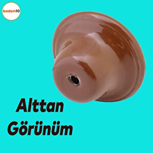 Noktalı Mantar Düğme Kulp Çekmece Bebek Çocuk Genç Odası Dolap Kapak Kulpu Kulbu Kahverengi Metal Ku