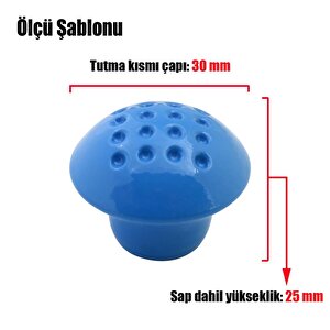 Noktalı Mantar Düğme Kulp Çekmece Bebek Çocuk Genç Odası Dolap Kapak Kulpu Kulbu Mavi Metal Kulp