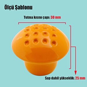 Noktalı Mantar Düğme Kulp Çekmece Bebek Çocuk Genç Odası Dolap Kapak Kulpu Kulbu Turuncu Metal Kulp