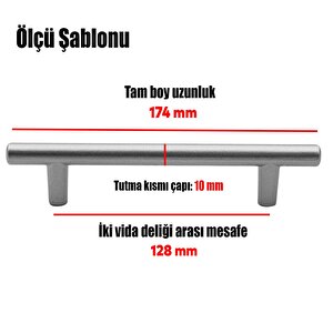 Gül Boylu Mobilya Mutfak Dolap Çekmece Dolabı Metal Kulpu Kulbu Kulpları Mat Krom (128 Mm-12.8 Cm)