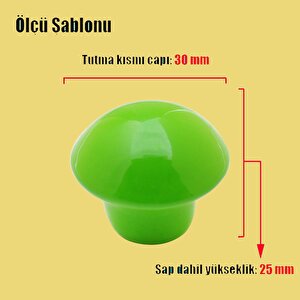 Mantar Düğme Kulp Çekmece Bebek Çocuk Genç Odası Dolap Kapak Kulpu Kulbu Yeşil Metal Kulp