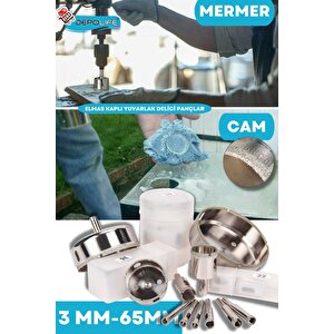 65mm Mermer Granit Fayans Cam Yuvarlak Delme Panç Elmas Uç Yuvarlak Açma Matkap İçin Karot