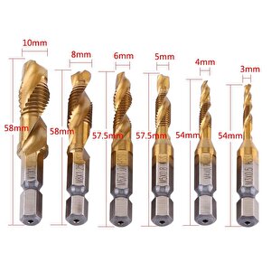 Kılavuz Pafta Seti 6 Parça M3 M4 M5 M6 M8 M19 Hss Matkap Klavuz Takımı Ahşap Plastik Metal Yiv Açma