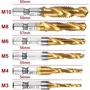 Kılavuz Pafta Seti 6 Parça M3 M4 M5 M6 M8 M19 Hss Matkap Klavuz Takımı Ahşap Plastik Metal Yiv Açma