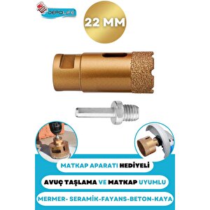 22 Mm Granit Mermer Seramik Fayans Beton Taş Delme Panç Spiral Avuç Taşlama Matkap Uyumlu M14 Aparat
