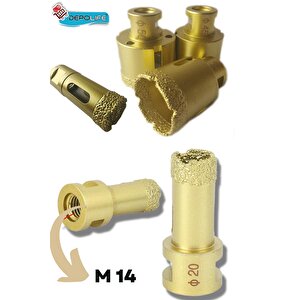 38mm + 60mm Granit Mermer Seramik Beton Taş Delme Panç Spiral Avuç Taşlama Matkap Uyumlu M14 Aparat
