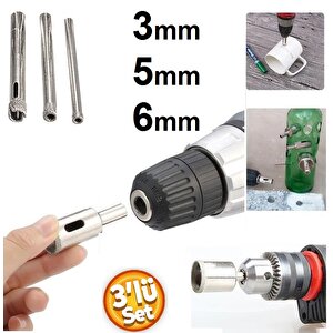 Cam Fayans Mermer Granit Porselen Delme Pancı Boru Tipi Elmas Karot Uç 3mm 5mm 6mm (3lü)