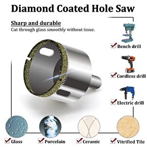 Cam Fayans Mermer Granit Porselen Delme Pancı Boru Tipi Elmas Karot Uç 3mm 5mm 6mm (3lü)