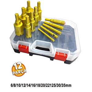 Elmaslı kuru Delme Matkap ucu  keskin ve dayanıklı granit mermer cam seramik karo için 12 Prçalı Çantalı Set.