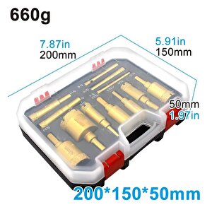 Elmaslı kuru Delme Matkap ucu  keskin ve dayanıklı granit mermer cam seramik karo için 12 Prçalı Çantalı Set.