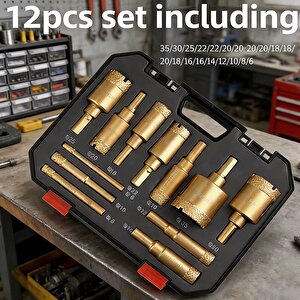 Elmaslı kuru Delme Matkap ucu  keskin ve dayanıklı granit mermer cam seramik karo için 12 Prçalı Çantalı Set.