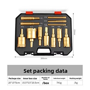 Elmaslı kuru Delme Matkap ucu  keskin ve dayanıklı granit mermer cam seramik karo için 12 Prçalı Çantalı Set.