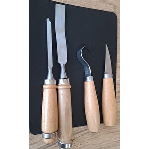 Ahşap oyma ıskarpela alet seti Kaşık Heykel Kuksa oymak için oval düz Oyma yontma kıvrık Bıçak seti 4 lü