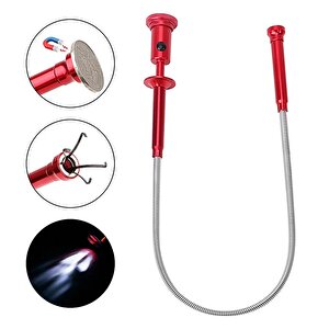 Spiral Esnek Mıknatıslı Işıklı Kıskaç 62cm Manyetik Vida Tutucu Güçlü Çelik Çene