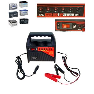 Motosiklet Araç Tekne Aküleri Pilli çocuk arabaları için Akü Şarj Cihazı 6/12 V 6 Amper Led Göstergeli araba aküsü şarj Makinesi
