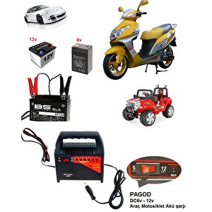 Motosiklet Araç Tekne Aküleri Pilli çocuk arabaları için Akü Şarj Cihazı 6/12 V 6 Amper Led Göstergeli araba aküsü şarj Makinesi