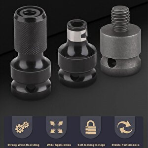 1/2 Matkap Mandren Adaptör seti 3 lü  Somun Sökme Makinesini Hex Bits vidalamaya Dönüştürme aparat